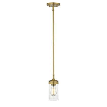 Z-Lite Calliope 1 Light Mini Pendant, Foundry Brass & Clear 617MP-FB